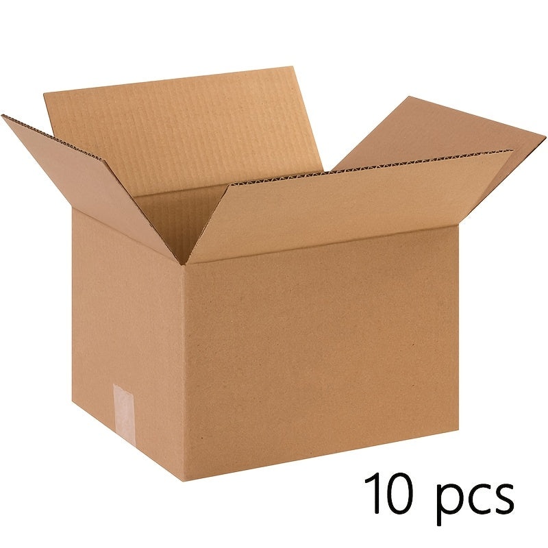 10pcs Medium Brown Corrugated Shipping Boxes 12x10x8 Inches - Durable Packaging & Moving Containers for Everyday Office Use