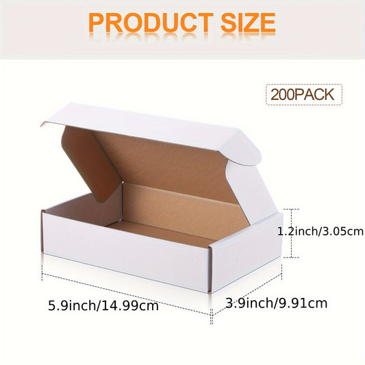 200pcs White Corrugated Cardboard Shipping Mailer Boxes - 5.9x3.9x1.2 Inch, Sturdy Recyclable Packaging for Small Business, Gifts, Mailing & Shipping, Gift Box, Practical Cardboard Box